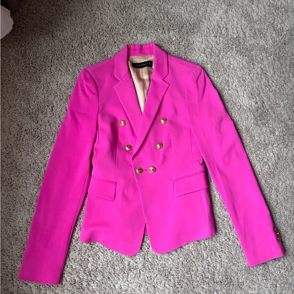 Zara Fuchsia Blazer with Gold Buttons - Picture 2 of 4